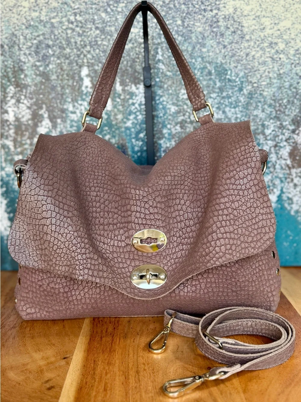 Zanellato Quiet Luxury 2010’s Postina Medium Italian Leather Elephant Grey VGUC